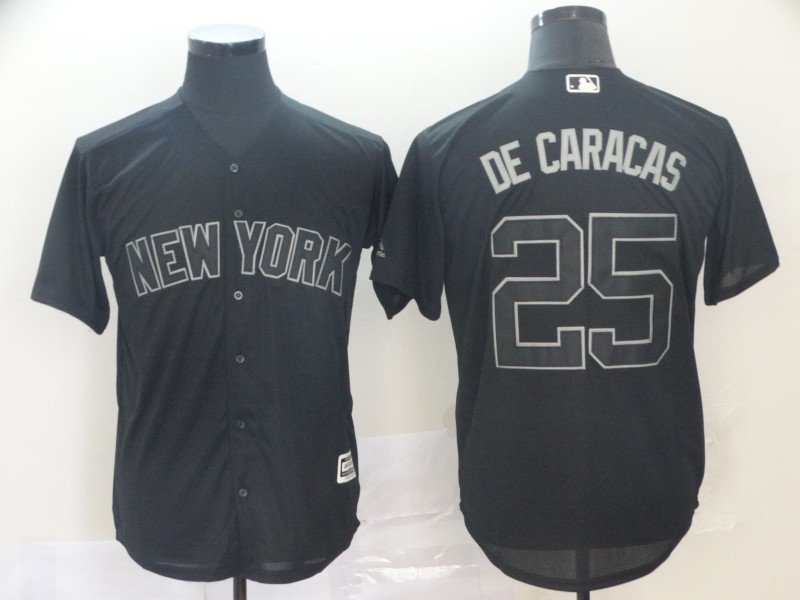 Men New York Yankees #25 De Caracas Black MLB Jerseys->new york yankees->MLB Jersey